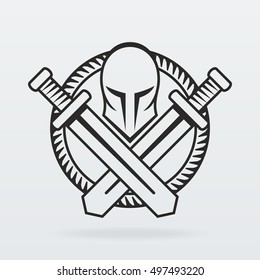 Helmet and swords logo