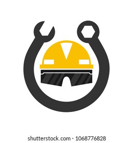 helmet symbol. project icon. construction logo. vector eps 10.