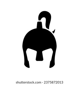 Helmet with tail icon. Black silhouette. Front view. Vector simple flat graphic illustration. Isolated object on a white background. Isolate.