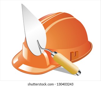 Helmet and tools. 3D Icon isolated on white background