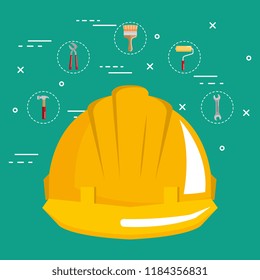 helmet with under construction equipment