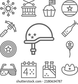 Helmet, USA icon in a collection with other items