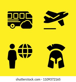 helmet, user, departures and bus vector icon set. Sample icons set for web and graphic design