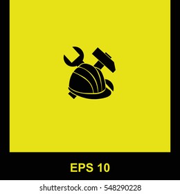 Helmet vector black icon. Isolated illustration. Business picture.