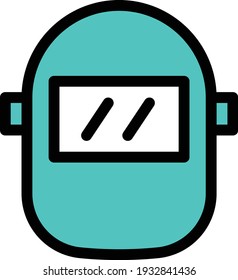 icono de línea de color del vector de casco