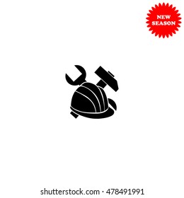 Helmet vector icon isolated on white background.