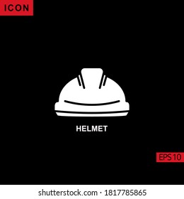 Helmet vector icon on black background. Illustration flat icon for graphic, print media interfaces and web design.
