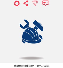 Helmet vector icon on white background.