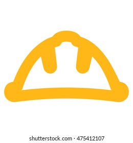 Helmet vector icon. Style is contour flat icon symbol, yellow color, white background.