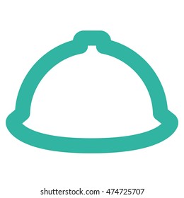 Helmet vector icon. Style is linear flat icon symbol, cyan color, white background.