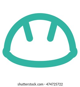 Helmet vector icon. Style is linear flat icon symbol, cyan color, white background.