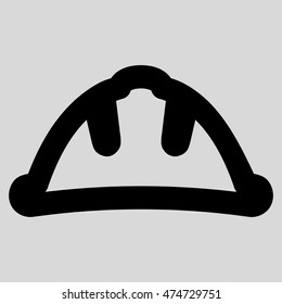 Helmet vector icon. Style is linear flat icon symbol, black color, light gray background.