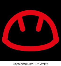 Helmet vector icon. Style is outline flat icon symbol, red color, black background.