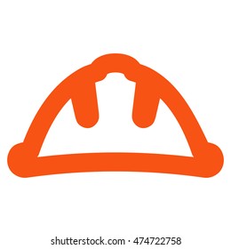 Helmet vector icon. Style is outline flat icon symbol, orange color, white background.