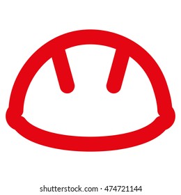 Helmet vector icon. Style is stroke flat icon symbol, red color, white background.
