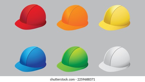 Helmet vector illustration collection design. Working Hard Hat set icon. Safety Helmet isolated on grey background.