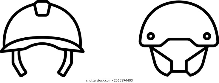 "Helmet Vector Line Icon Set: Protective and Functional Gear Designs"