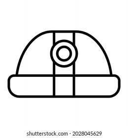 Helmet Vector Outline Icon Isolated On White Background
