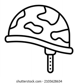 Helmet Vector Outline Icon Isolated On White Background
