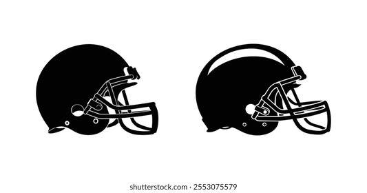 Helmet vector silhouette set isolated on white background