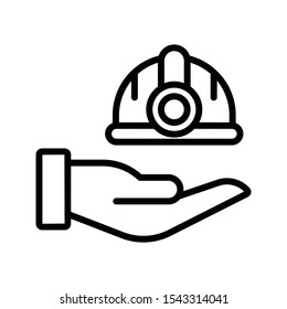 helmet vector thin line icon 