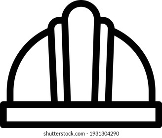 icono de línea delgada del vector del casco