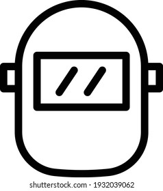 icono de línea delgada del vector del casco