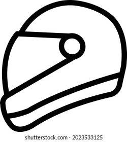 icono de línea delgada del vector del casco