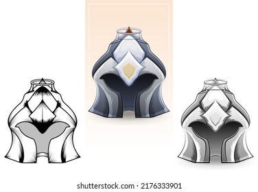 Helmet Of Viking Gods. Sentinel Knight. War Armor - Stock Vector