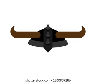 Helmet viking with horns isolated. Helmet barbarian