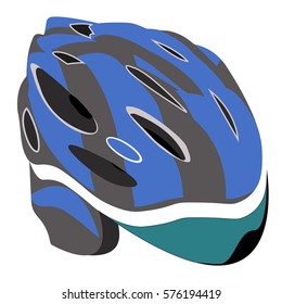 The helmet of virtual reality glasses with augmented reality. Audio system with sensors. Color image
