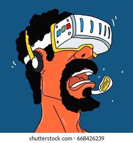 Helmet of Virtual Reality Vector Illustration