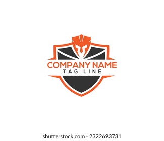 Helmet warrior logo design with shield spartan logo vector illustration.