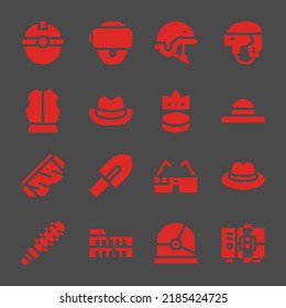 iconos web de casco. Gafas de trabajo y vr, símbolo de casco y sombrero, signos vectoriales