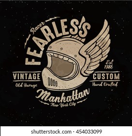 helmet. wing helmet. Motorcycle Helmet with Typography. vintage style tee print design