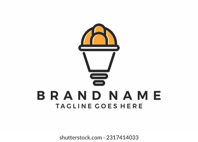 Helmarbeitslampe Logo-Design-Vektorvorlage