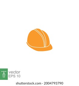 Helmet, worker, construction icon line. Hard cap safety and protective in industrial caution, yellow hat for technician equipment. Vector illustration. Design on white background. EPS 10