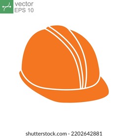 Helmet, worker, construction icon line. Hard cap safety and protective in industrial caution, yellow hat for technician equipment. Vector illustration. Design on white background. EPS 10