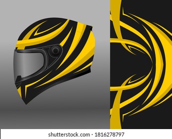 helmet wrap design with black and yellow color theme