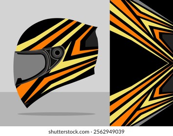 Helmet wrap design with black and yellow color theme