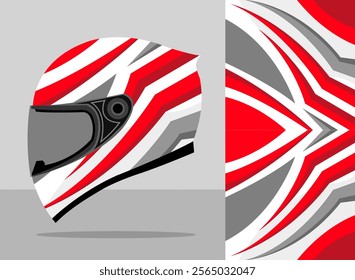 Helmet wrap design decal with white and red theme. This design is suitable for racing helmets
