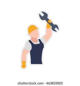 helmet wrench constructer worker industry icon. Isolated and flat illustration. Vector graphic