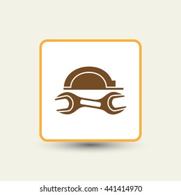 helmet and wrench, construction, repair concept,