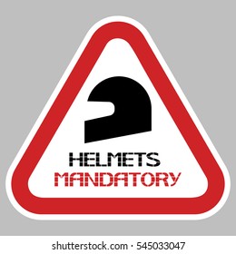 Helmets mandatory sign.
Saving human health with special protective means.