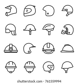 Helmets and masks icons collection on white backgorund