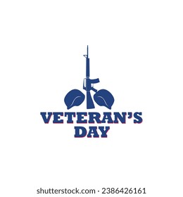 Helmets and riffle isolated on white background represent Veterans Day commemoration