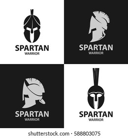 Helmets spartan warriors dark silhouettes. Greek or Roman military armor. Symbols gladiator headgear. 