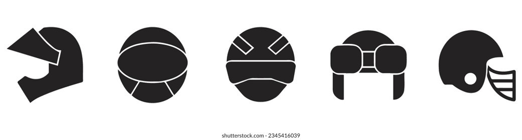 Helmets Vector Line Icons Set. Construction helmet, motorcycle helmet, hard hat.EPS 10