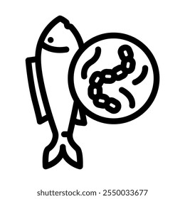 Helminth fish parasite line icon Vector. helminth fish parasite sign. aislado contour symbol ilustración negra