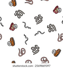 helminth worm parasite roundworm vector seamless pattern thin line illustration